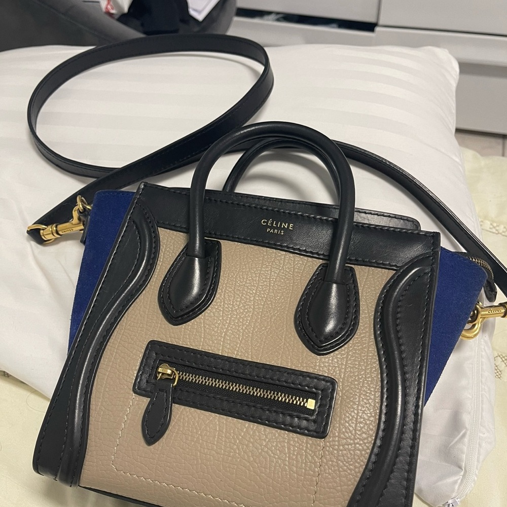 Celine Tricolor Mini Bag in Black, Tan, and Blue